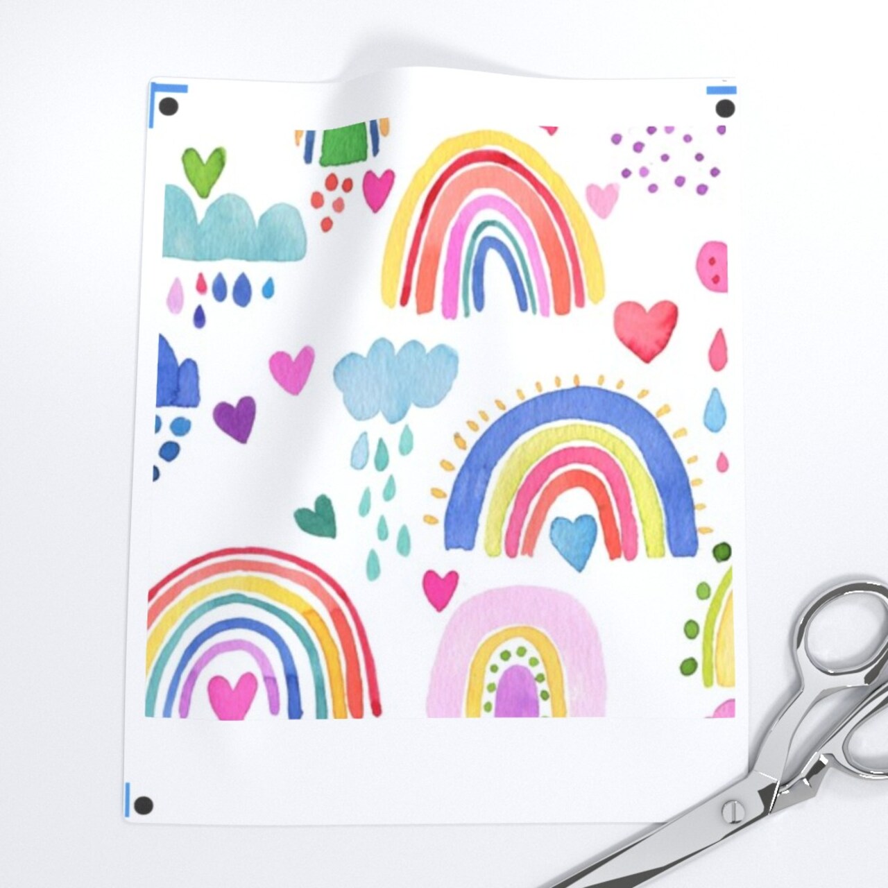 Rainbows Sky Multicolored Happy Kids Custom Printed Fabric by Spoonflower Various Fabrics by the Yard or Fat Quarter